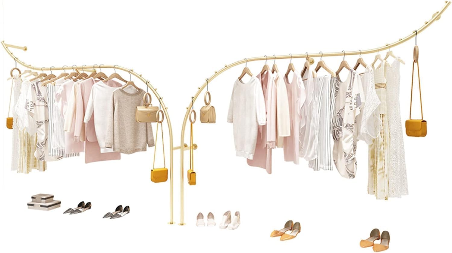 Creative Display Garment Racks in Boutique Clothing Stores,Modern Retail Garment Rack,Clothing Rail,Retail Display Rack,Closet Storage,Clothes Organizer,Gold (C-170Cm/67In