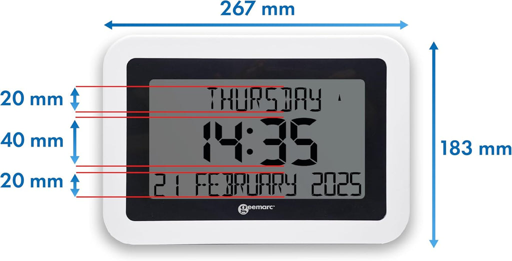 Dementia Clock - The Easy-to-Read & Self-Setting Geemarc Viso10 - Ideal for Seniors and People Living with Alzheimer's - Battery Operated - No Backlight - UK Version - White