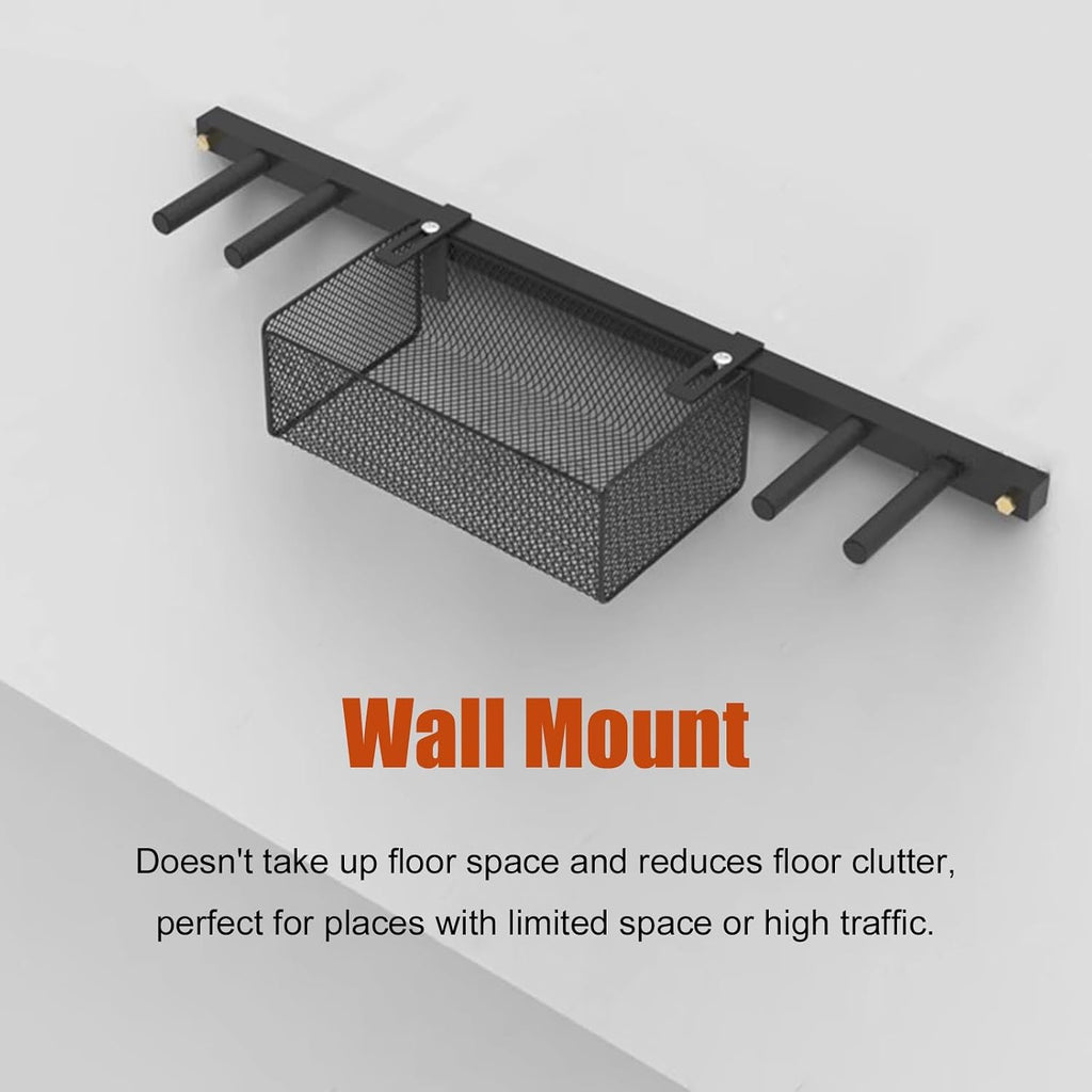 2 in 1 Wall Mounted Ball Holder Racket Rack, Hanging Equipment Organizer for Boys Bedroom/Studio/Garage, Metal Badminton Ping Pong Paddle Storage Display Stand