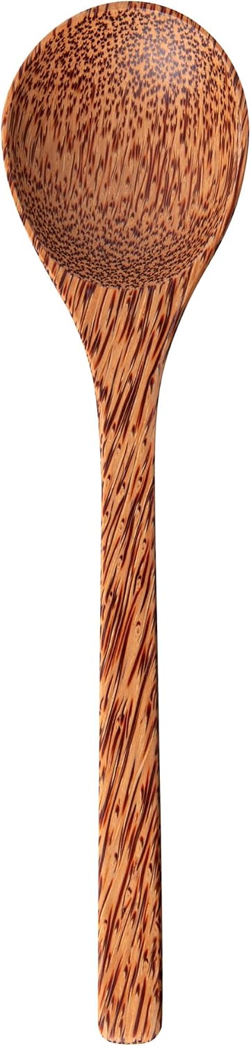 Restaurantware Serving Spoons, 10.75 Inch Pack of 10 Handmade Greaseproof Coconut Spoons for Serving, Wooden Serving Spoon with Lacquered Finish for Appetizers, Desserts, Buffet