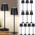 Retisee 12 Pack Cordless Table Lamp Portable LED Rechargeable Desk Lamp 3000mah Battery Operated 3 Color Stepless Dimming Waterproof Touch Control for Bedroom Restaurant (Black)