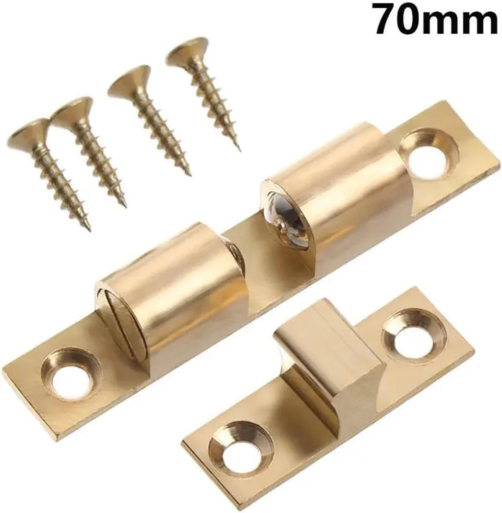 Sliding Door Lock, Door Catch 50pcs Switch Closer Screws Brass Cupboard Lock Buckle Damper Buffer Wardrobe Stopper(70mm)
