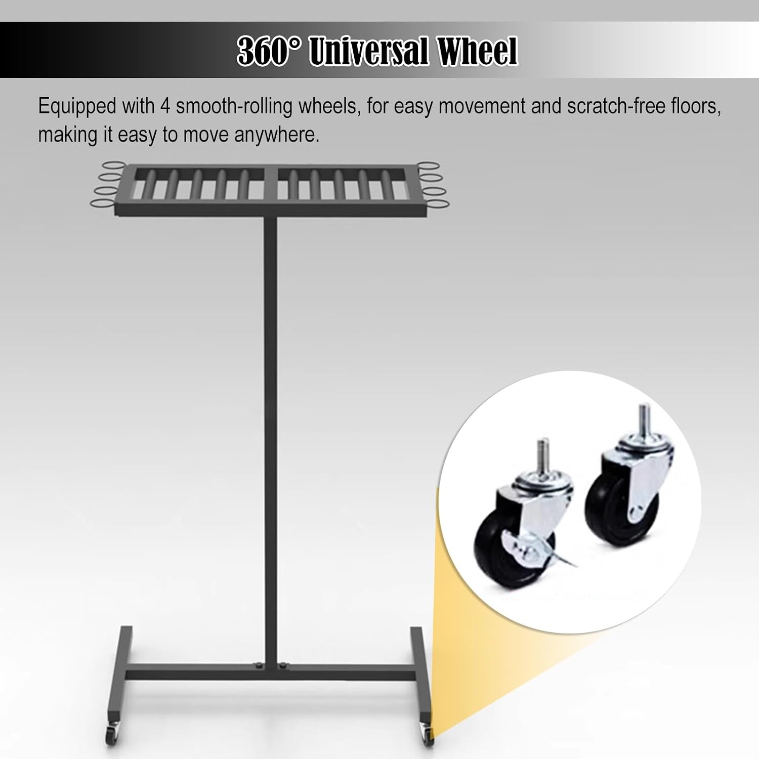 ERRULAN Ping Pong Paddles Holder Floor Stand, Metal Table Tennis Storage Rack for Game Room/Man Cave/Apartment - Holds 10 Paddles & 8 Balls, Black Display Holder Shelf Sport Equipment Organizer