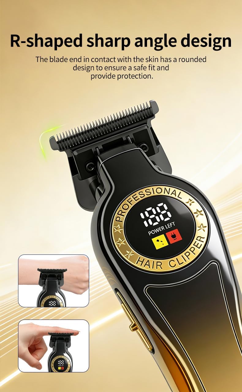 Professional Hair Clippers for Men Barber-Grade Cordless Clipper & Split Trimmer Set with LCD Display & High Speed Motor 7 Limit Combs Cutting Tools for Home Haircuts Fading Beard Trimming