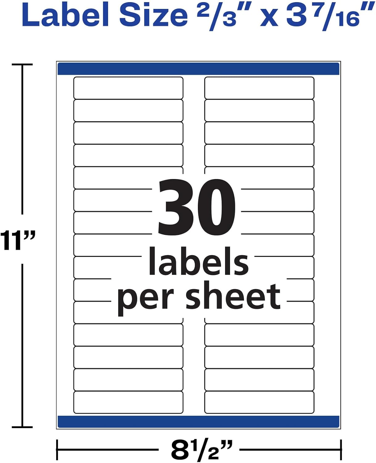Avery TrueBlock File Folder Labels,2/3' x 3-7/16',1,500 Printable Labels,White,Permanent (5366),(Pack of 5)