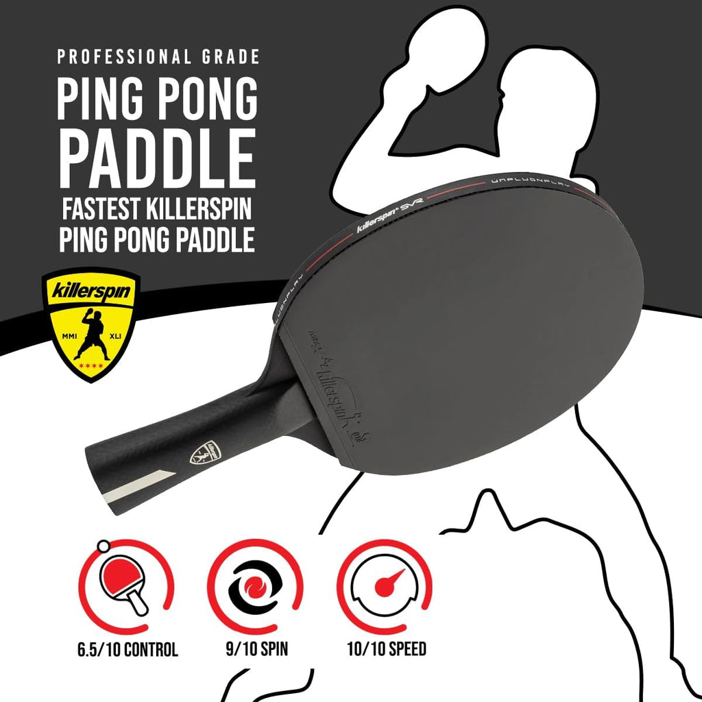Killerspin Stilo7 SVR Ping Pong Paddle, Performance-Level Table Tennis Racket with Carbon Technology, Memory Book Case, Black