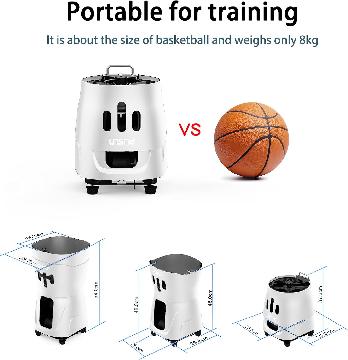 PT-MINI PRO-【Portable & Smart Tennis Ball Machine】 Perfect for Beginner Training | 65+ Ball Capacity | 3-5 Hours Battery Life | Speed 8-60km/h | Fixed Toss | Controlled via Mobile App
