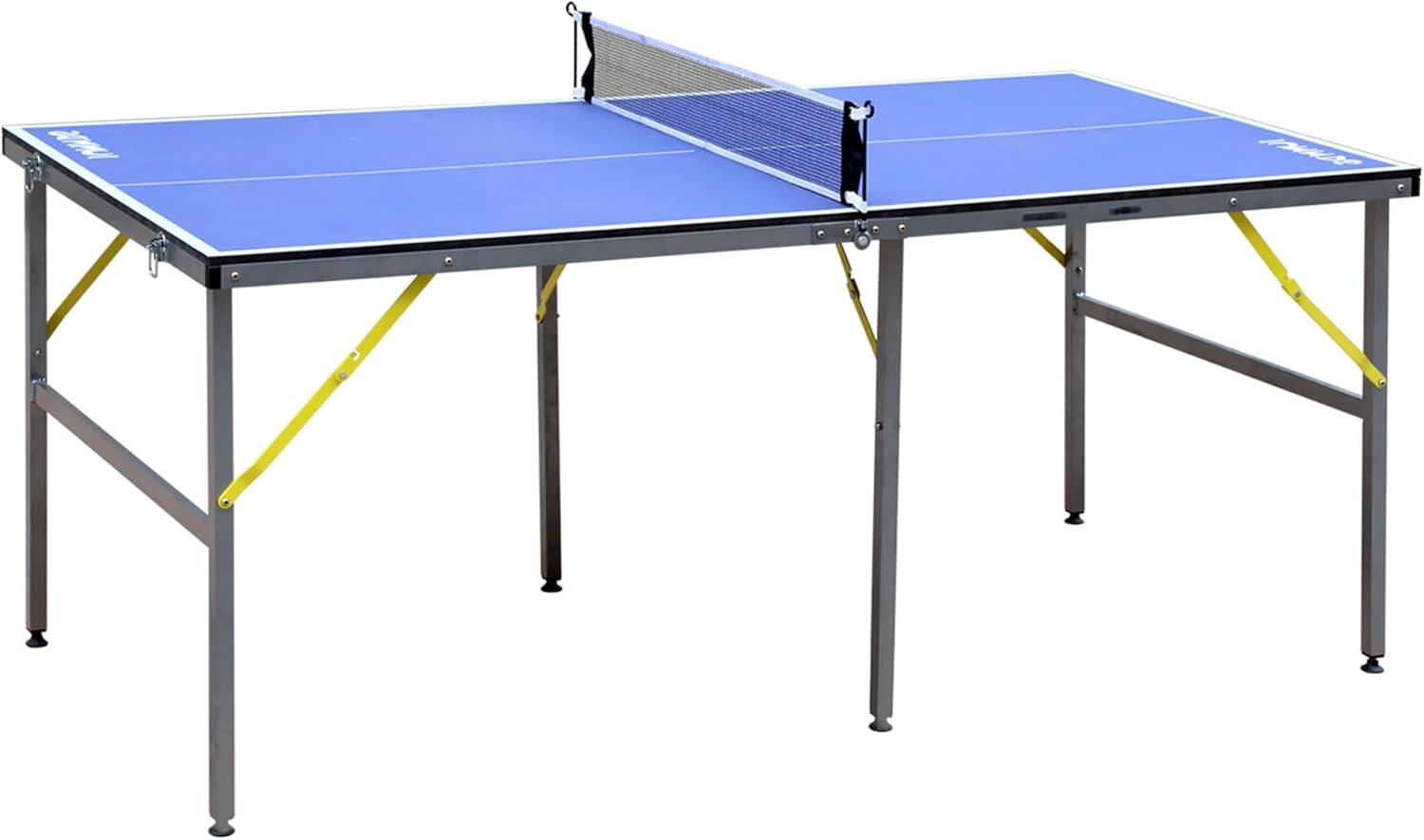 IUNNDS Portable Table Tennis Table 6/8/8.5/9FT Foldable Ping Pong Game Set for Indoor with Net and Post Set, 2 Paddles and 3 Balls