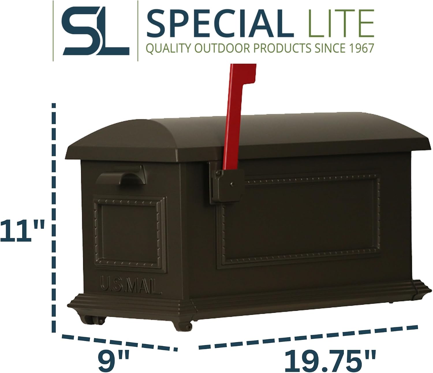 Special Lite Traditional Curbside Mailbox - Mocha Aluminum Mailbox for Post Mount - SCT-1010-MOC