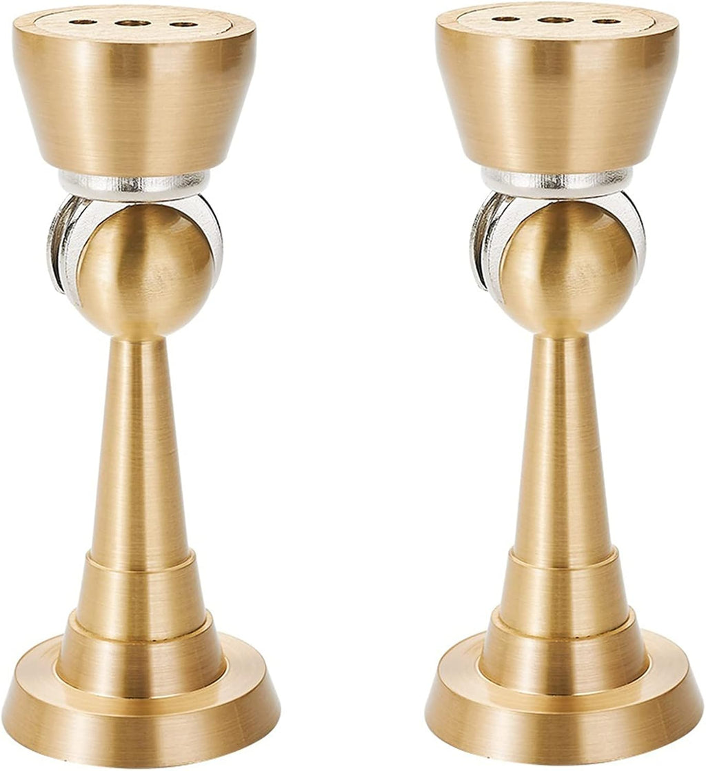 2 Pack Magnetic Door Stops, Brass Finish Door Stop, Metal Magnetic Door Holder, Floor Mounted Or Wall Mounted, Decorative Magnetic Door Catch to Prevent Wall and Door Damages