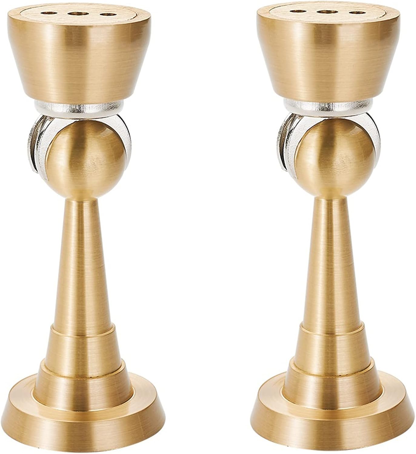2 Pack Magnetic Door Stops, Brass Finish Door Stop, Metal Magnetic Door Holder, Floor Mounted Or Wall Mounted, Decorative Magnetic Door Catch to Prevent Wall and Door Damages