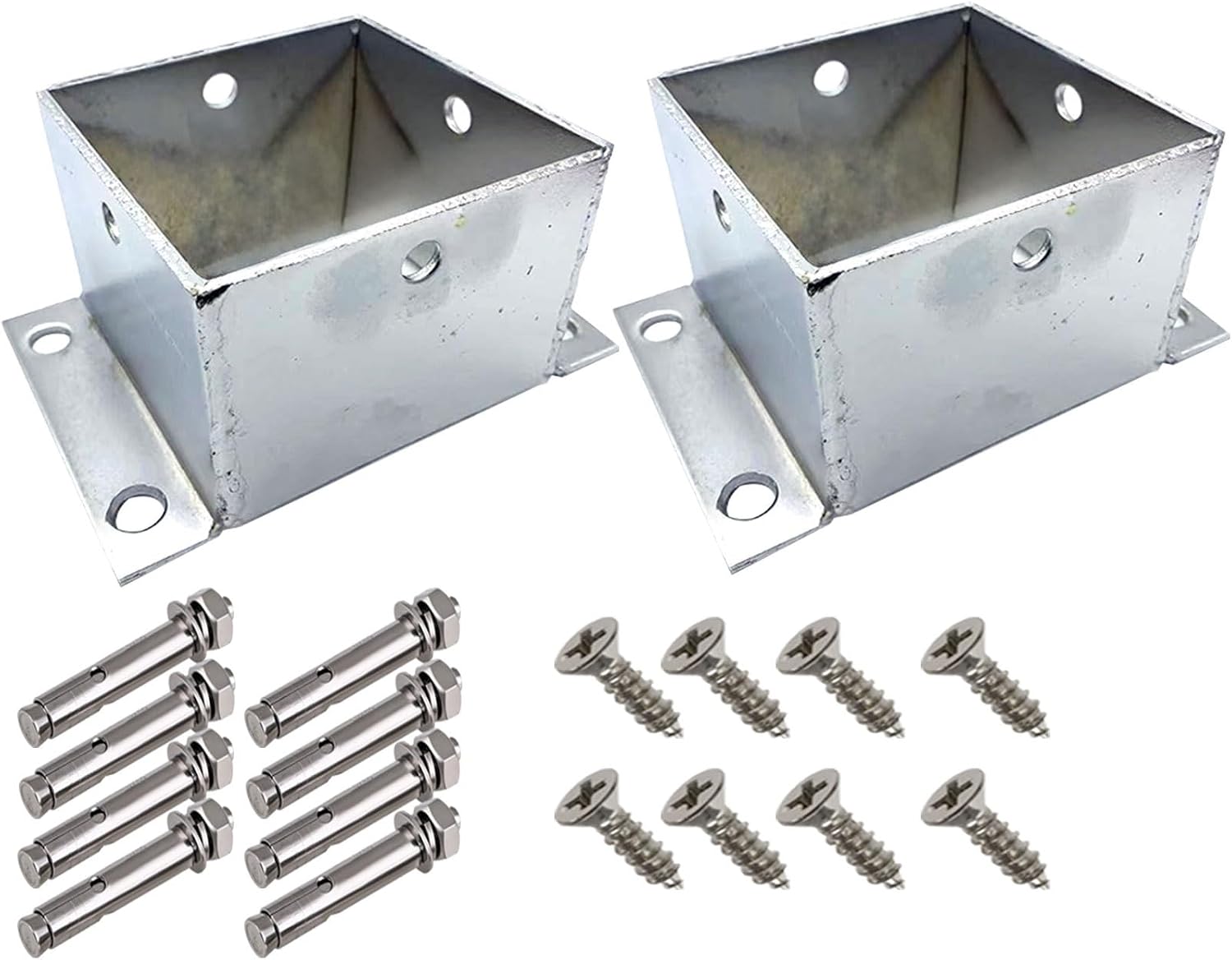 2 Pcs Heavy Duty Wooden Post Base Protectors - Supports Decks, Fences & Mailboxes, 4.1x3.2in Bracket for Outdoor Pavilions, Durable Fence Post Base Support.