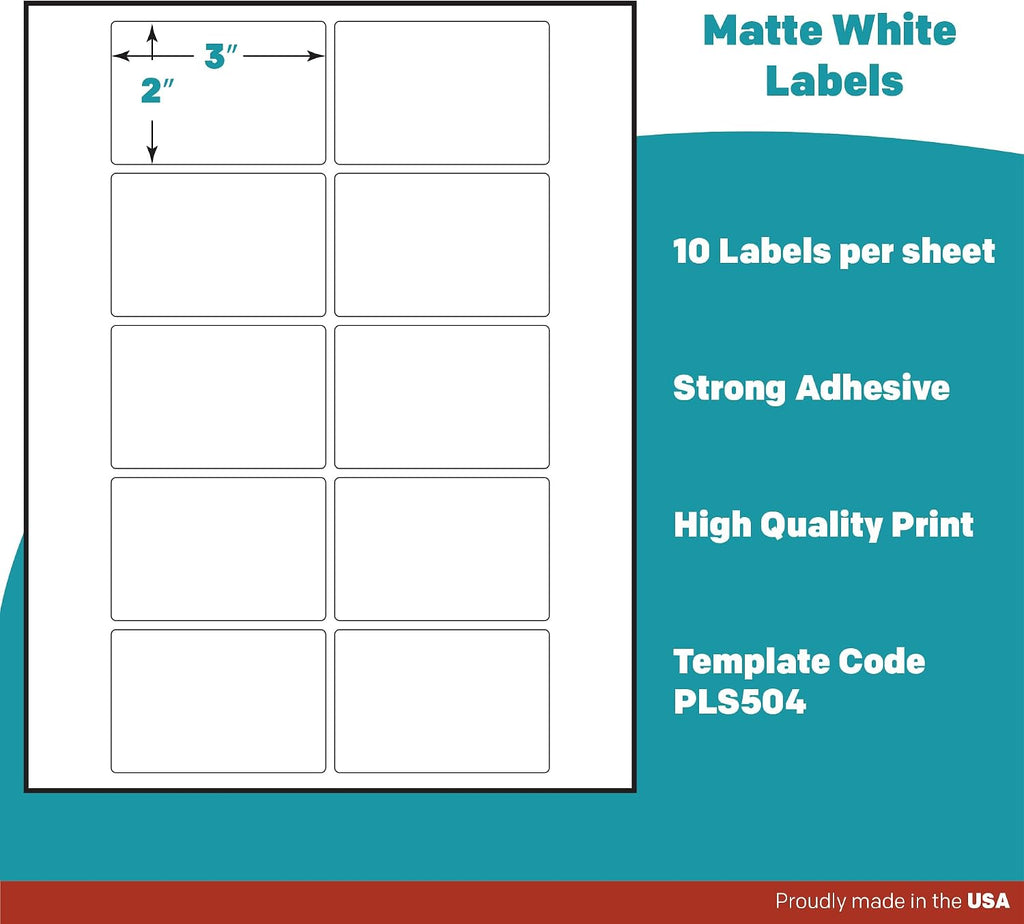 Premium Label Supply White Sticker Product/Shipping Labels – 3' x 2' – Laser/Inkjet Compatible – (10 per Sheet), 1000 Sheets – 10,000 Total Adhesive Labels