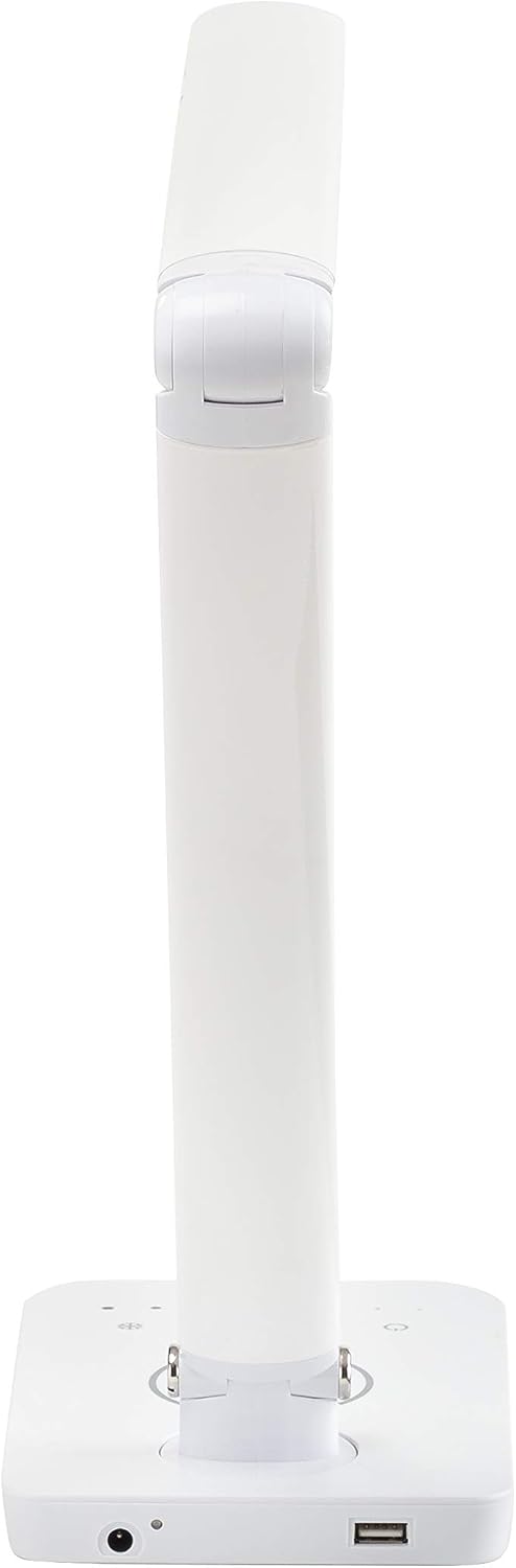 Safco LED Desk Lamp with Built-in Wireless Charging Pad, USB Port, Dimmable, Pivoting Neck, White 1009WH 16'x5'x16.75'