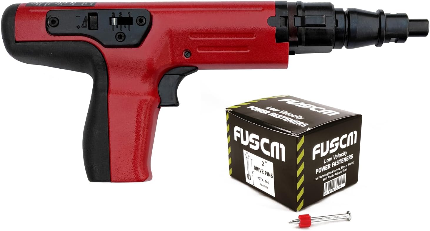 2' Fastener + .27 Cal Semi-Auto Powder Actuated Tool with power indicator