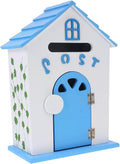 Mailbox Beautiful Mailbox Wooden Drop Box Post Box Home Decor Wall Mount Parcel Box Domestic (Blue 32 X 23.5 cm)