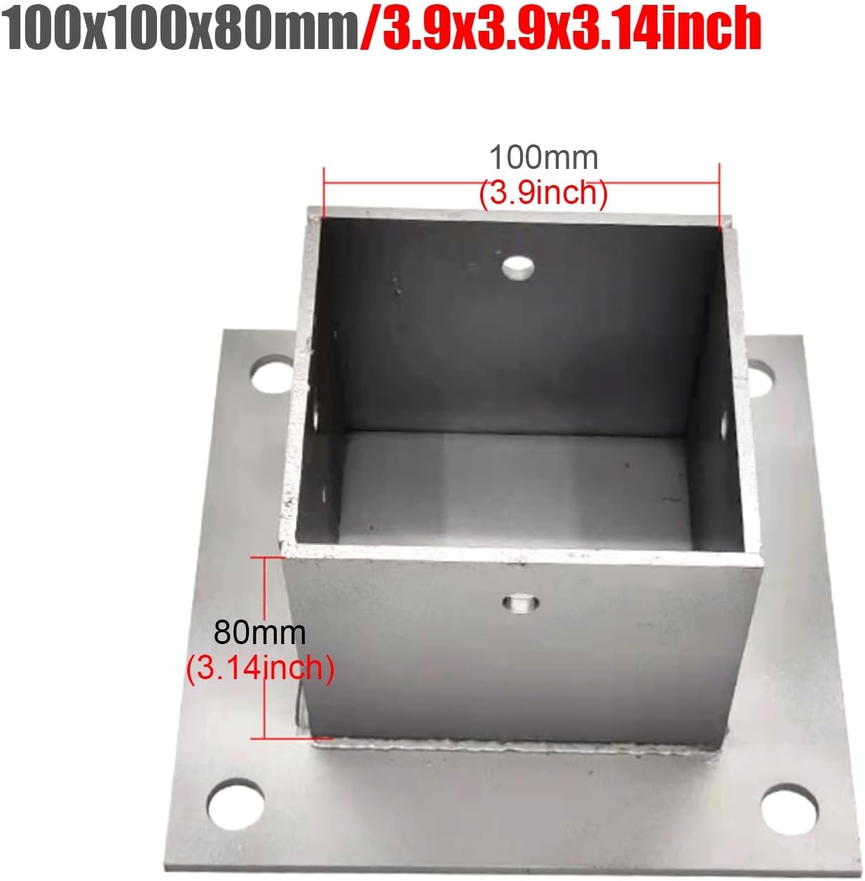 2pcs Wood Fence Post Base Support Bracket - Stainless Steel Concrete Post Anchor for Deck Railing, Vinyl Fence, Mailbox(100x100mm)