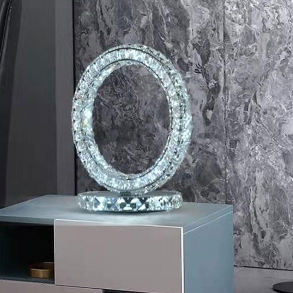Crystal Table lamp Crystal Bedroom Headboard Creative Atmosphere Simple Wedding Table Lamp Table Lamps(White)