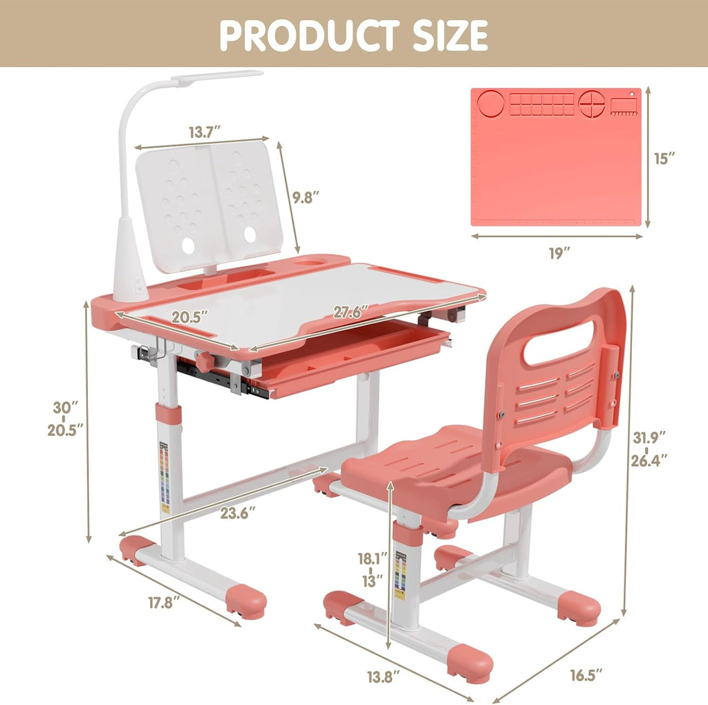 BIERUM Kids Ergonomic Study Desk and Chair Set