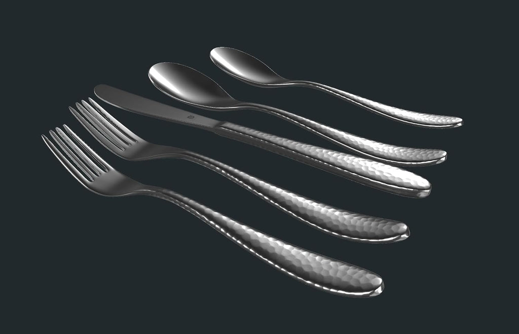DANIALLI Hammered Silverware Set | Premium 18/10 Stainless Steel Flatware Service for 6 | Heavy-Duty & Dishwasher Safe | Built to Last (30-Piece, Marettimo Hammered)