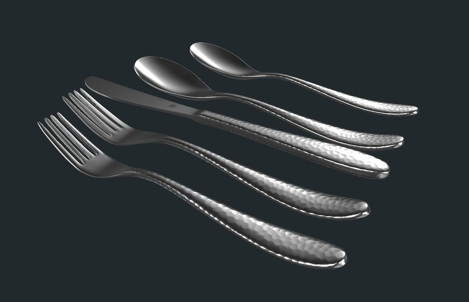 DANIALLI Hammered Silverware Set | Premium 18/10 Stainless Steel Flatware Service for 6 | Heavy-Duty & Dishwasher Safe | Built to Last (30-Piece, Marettimo Hammered)