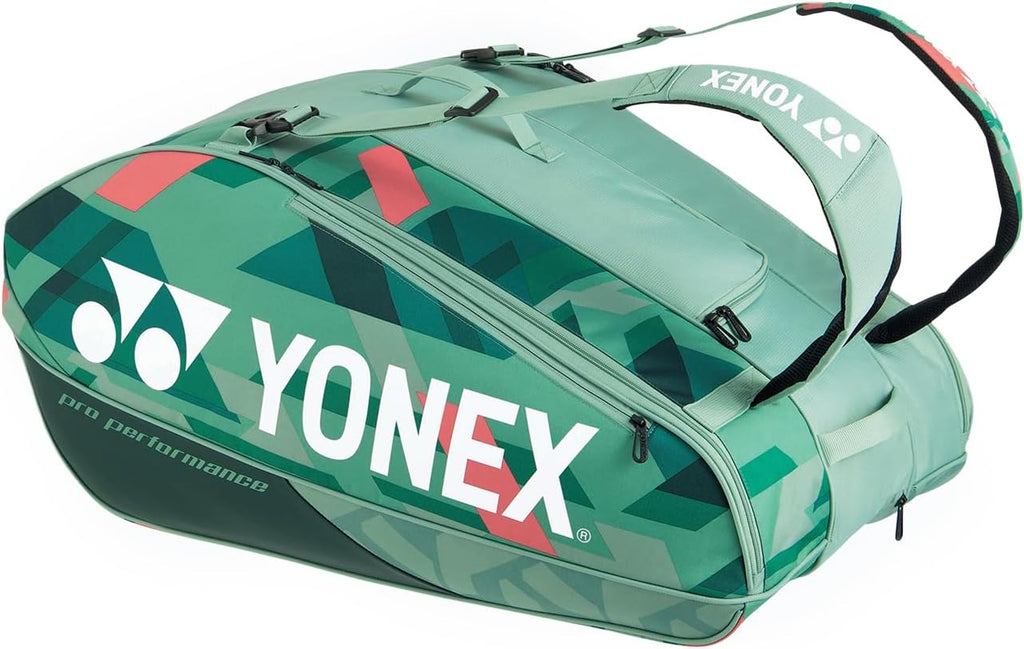 Yonex Pro Racquet Bag 12, Multi-Compartment 12-Racket Tennis Gear Travel Pack, Backpack Carry Straps/Grab Handle (BA924212)