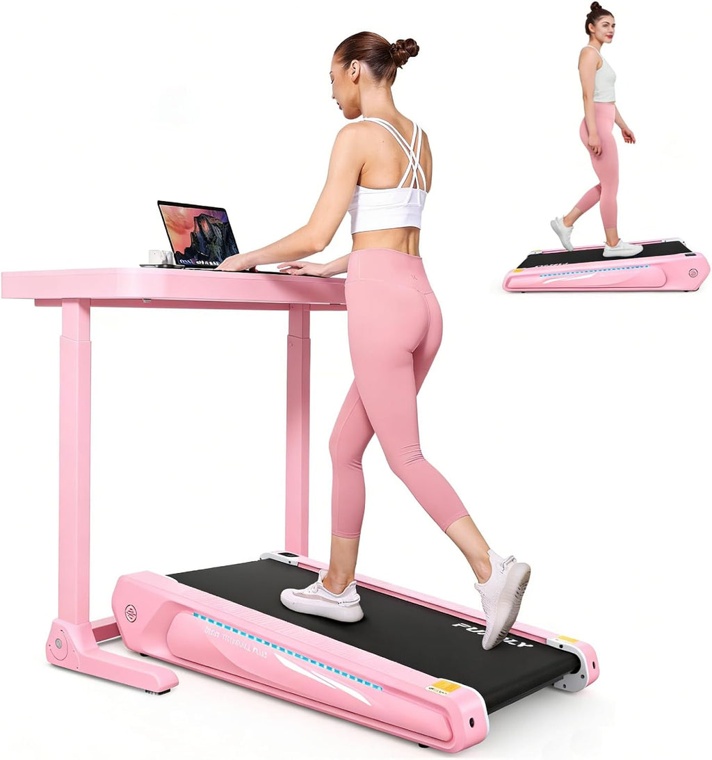 FUNMILY Walking Pad Treadmill with 5% Incline, 2.5HP Smallest Under Desk Treadmill for Home Office, Compact Walking 300lbs Weight Capacity/Remote Control/Lighting Design(Balck Red)
