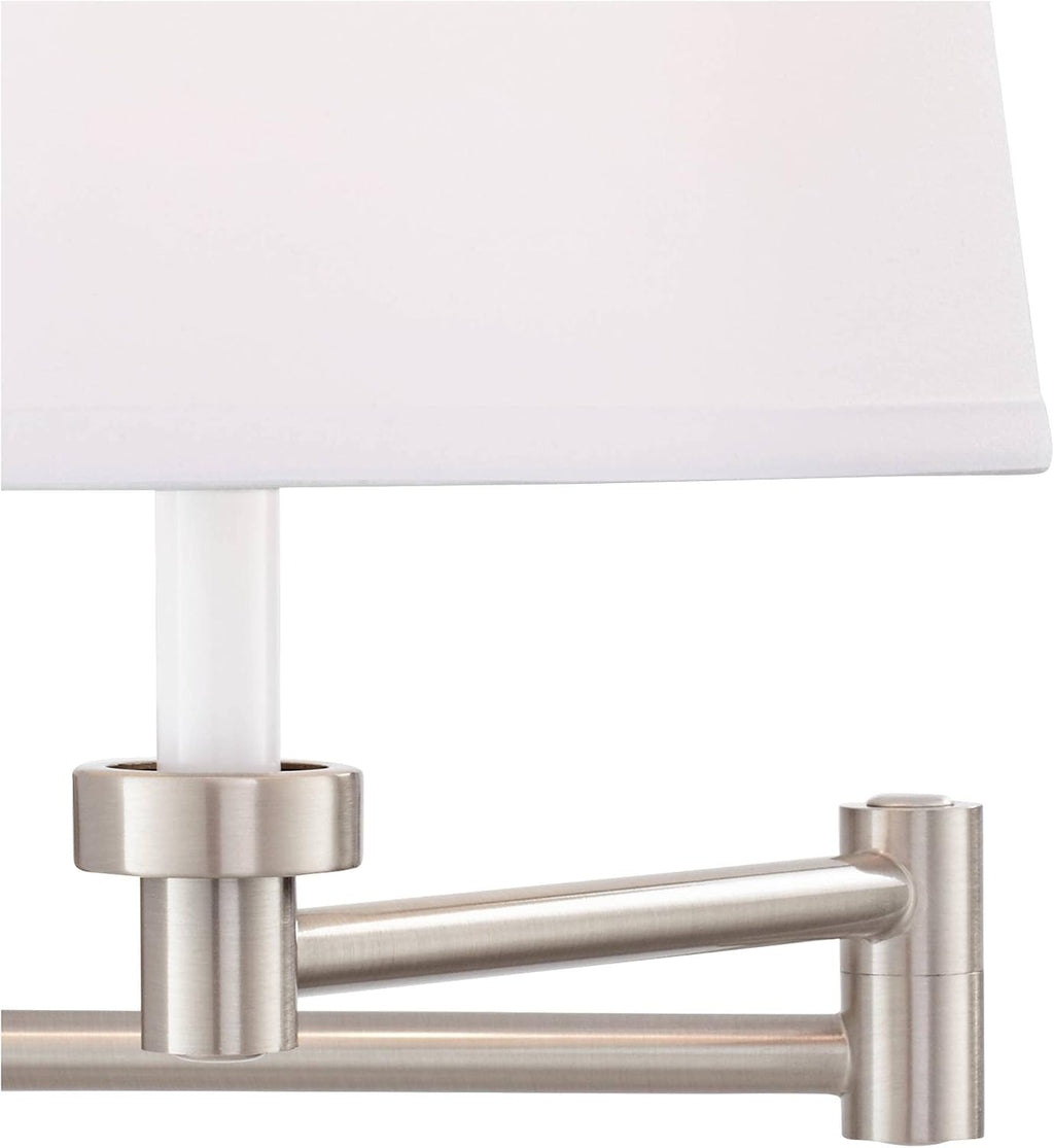 360 Lighting Vero Modern Swing Arm Wall Lamp with USB Charging Port Brushed Nickel Plug-in Light Fixture White Drum Shade for Bedroom Bedside House Reading Living Room Home Hallway Dining