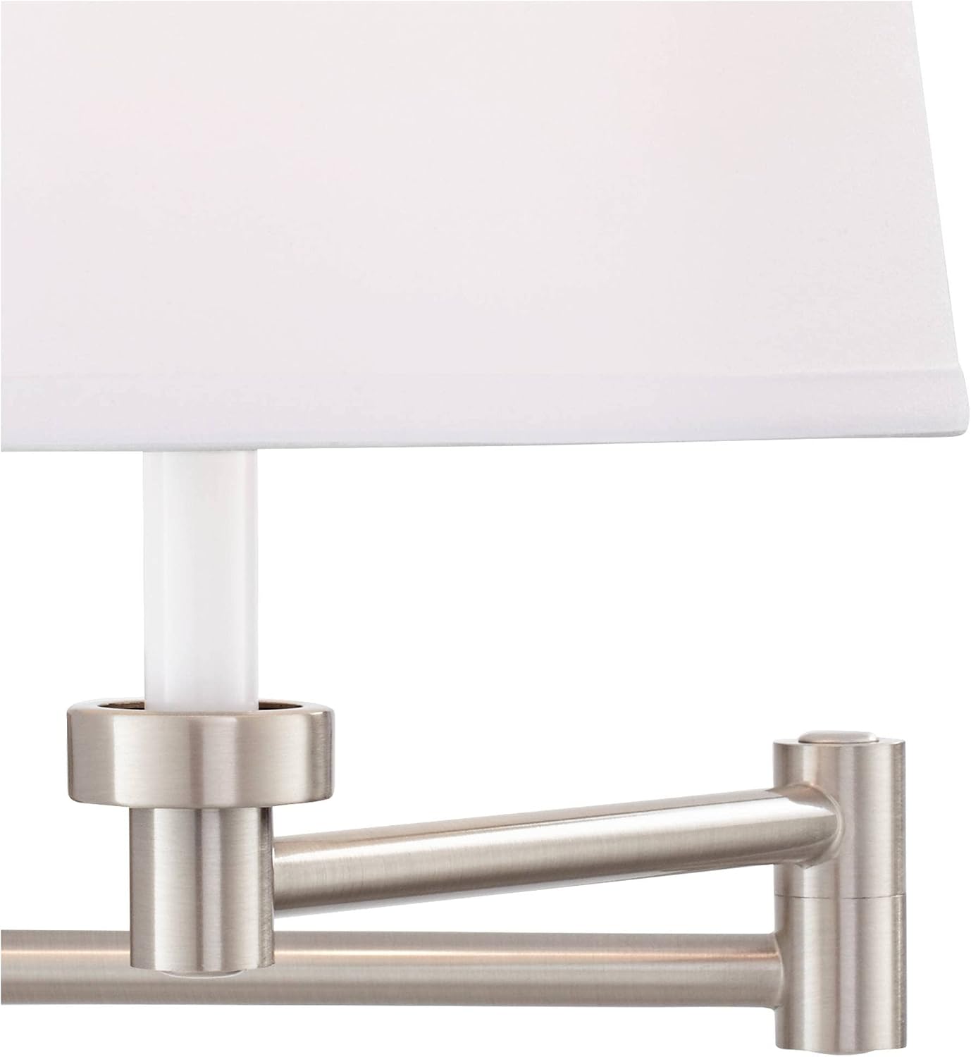 360 Lighting Vero Modern Swing Arm Wall Lamp with USB Charging Port Brushed Nickel Plug-in Light Fixture White Drum Shade for Bedroom Bedside House Reading Living Room Home Hallway Dining