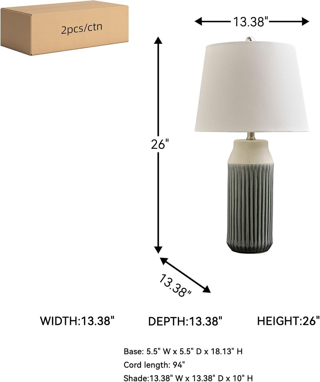 Signature Design by Ashley Afener Contemporary 26' Ceramic Table Lamp, Set of 2, Blue & Beige