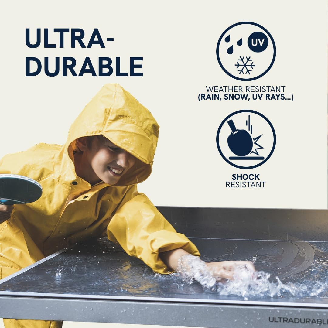 CORNILLEAU - 500X Outdoor Table Tennis Table - Folding & Compact - Weather and Schockproof - 6mm Laminate Top - Point Counters - Corner Protection Pads - Blue or Black