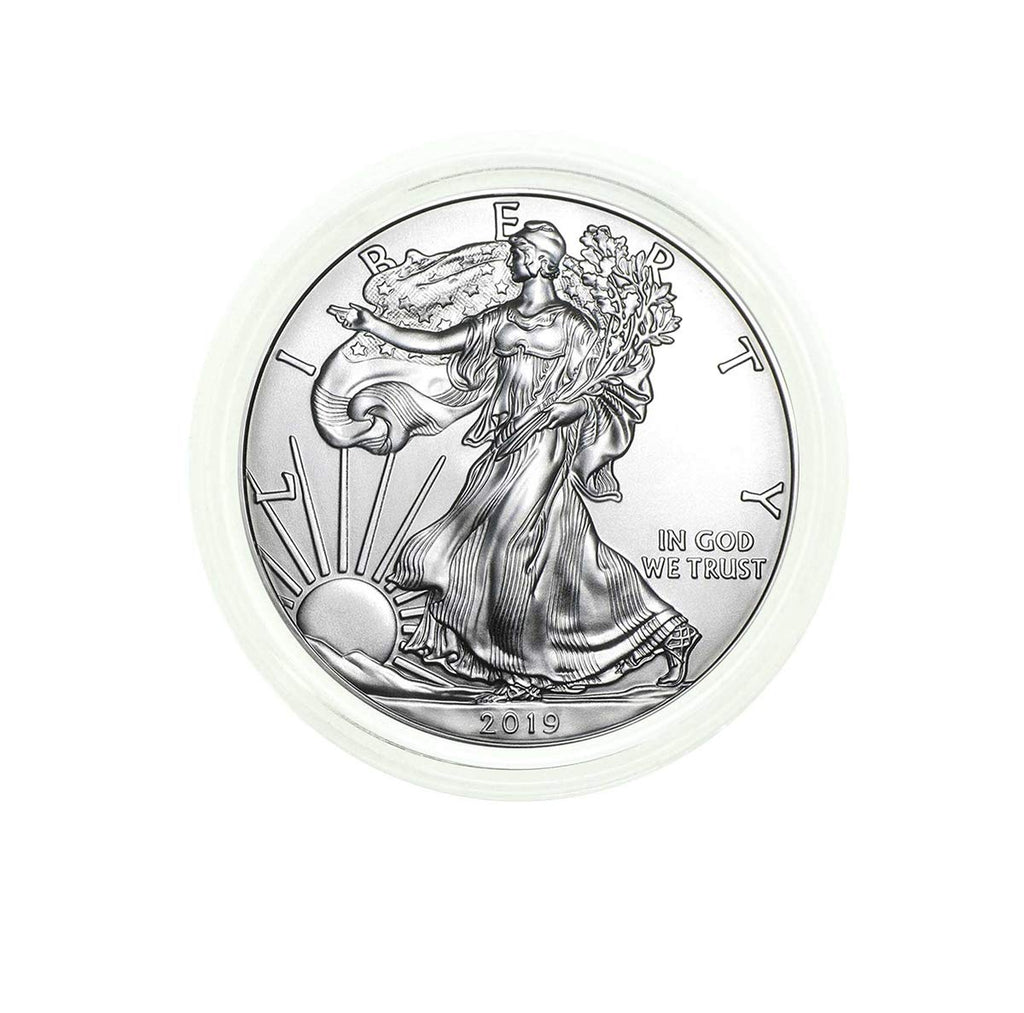 2019 - American Silver Eagle in Plastic Air Tite with our Certificate of Authenticity Dollar Uncirculated Us Mint
