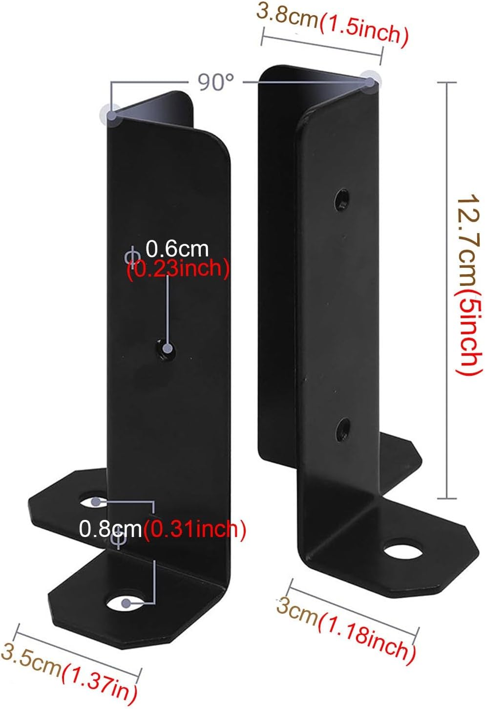 Heavy Duty Half Column Base with Installation Kit Adjustable Wood Fence Post Brackets, Wooden Mailbox Railing Stand Base(8pack)