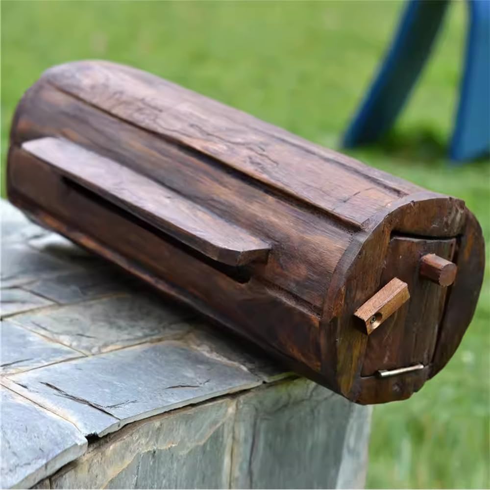 Long Round Letter Box Outdoor Wooden Post Box Wall Mounted Letter Box Home Garden Decoration