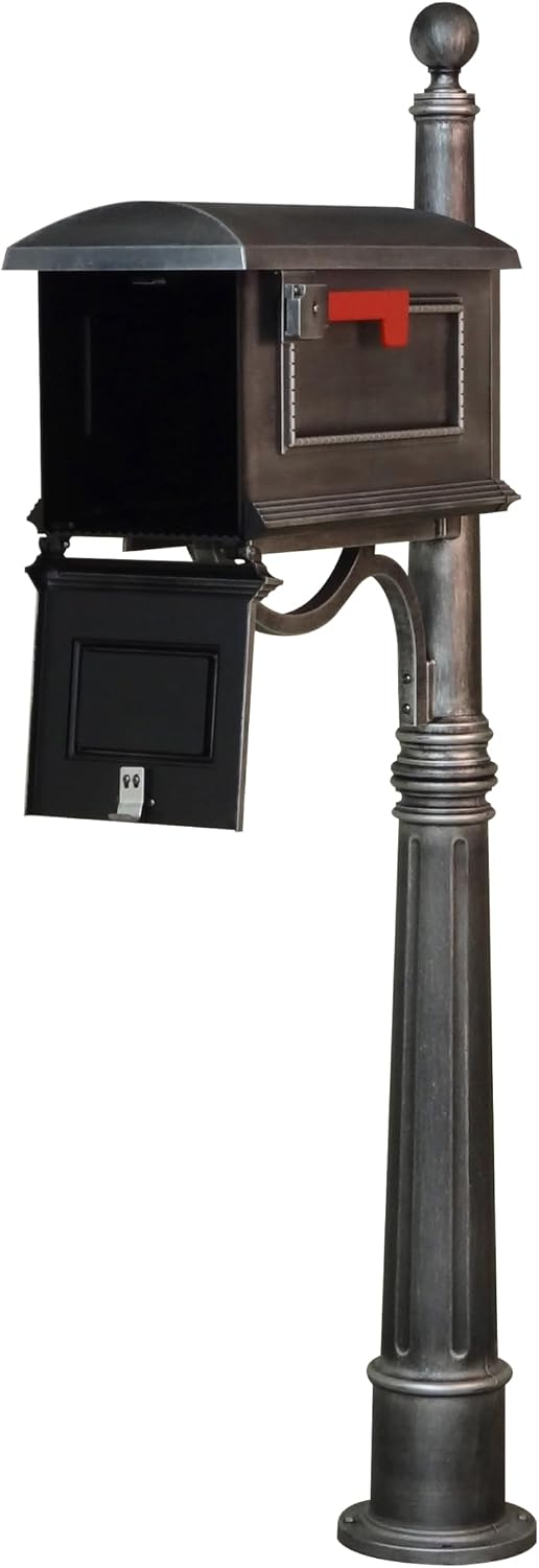 Special Lite Traditional Curbside Mailbox with Ashland Post - Swedish Silver Mailbox with Aluminum Post - SCT-1010_SPK-600-SW