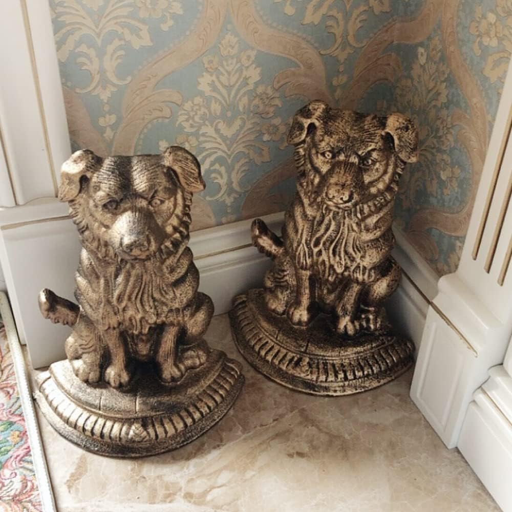 Heavy Duty Cast Iron Dog Door Stopper for Home Office (Antique)
