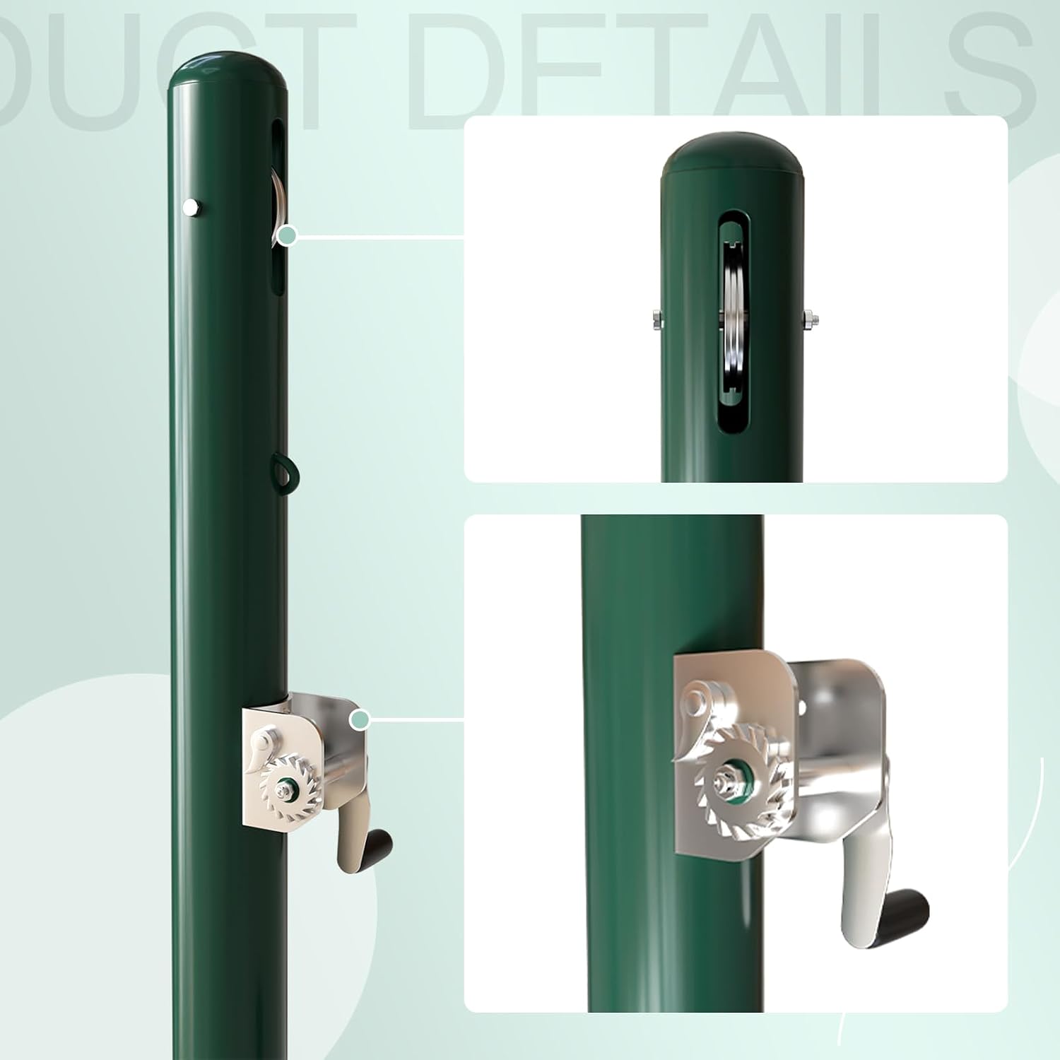 Tennis Posts, Professional Green Tennis Net Posts with Ground Sleeves, Round Heavy Duty Tennis Poles for Outdoor Indoor Tennis Court Training Equipment