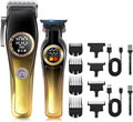 Professional Hair Clippers for Men Barber-Grade Cordless Clipper & Split Trimmer Set with LCD Display & High Speed Motor 7 Limit Combs Cutting Tools for Home Haircuts Fading Beard Trimming