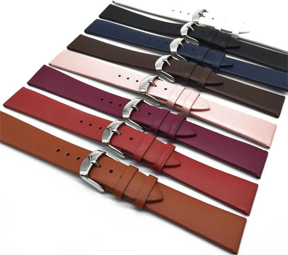 LeatherFor Women Men 12mm 14mm 16mm 18mm 20mm 22mm Watch Band Straps Thin Watch Bracelet Watch Accessories Brown 2 14mm