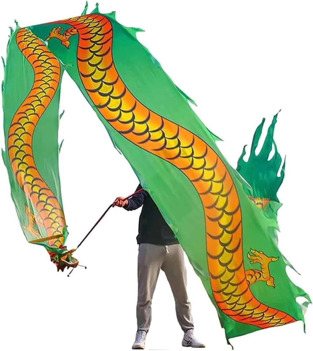 Lion Dance Cloth Silk Streamer Dragon Dance Ribbon with Head Flowy Shaking Flinging Lion Dragon Dances(C,8m/26ft)