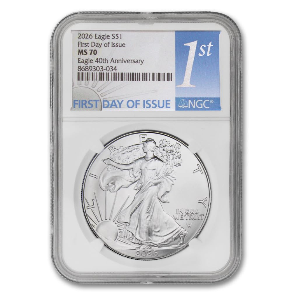 2026 1 oz American Silver Eagle Coin MS-70 (First Day of Issue - 40th Anniversary) $1 NGC MS70