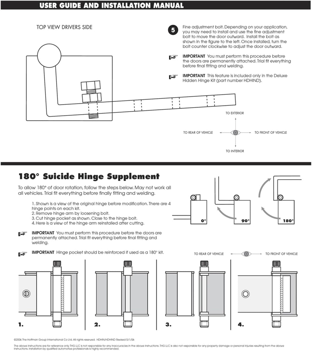 Universal Complete 2 Door Street Rat Hot Rod Suicide Hidden Hinge Kit