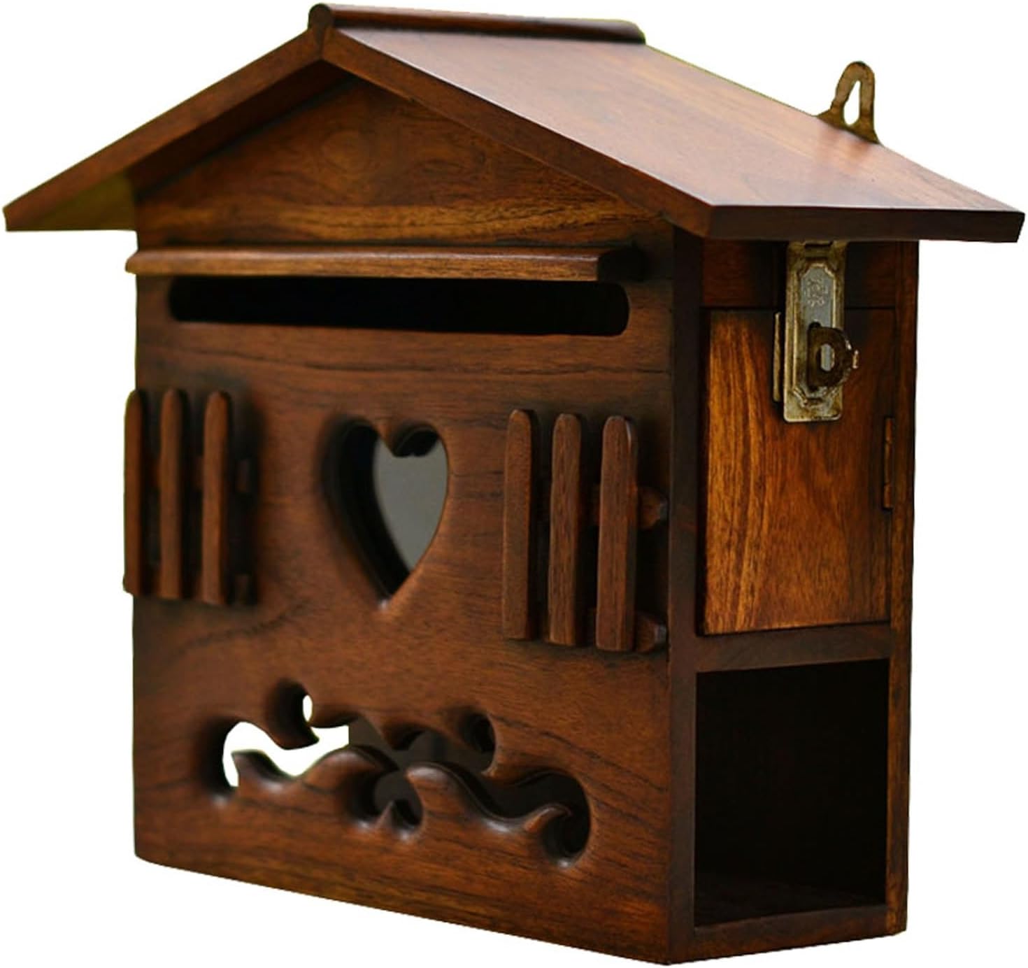 Vintage Wall Mount Mailboxes, Wooden Cabin Mailbox, Rainproof Post Box for Outside, Cabin Post Box Suggestion Box House Decor 13 x 5 x 10 Inch
