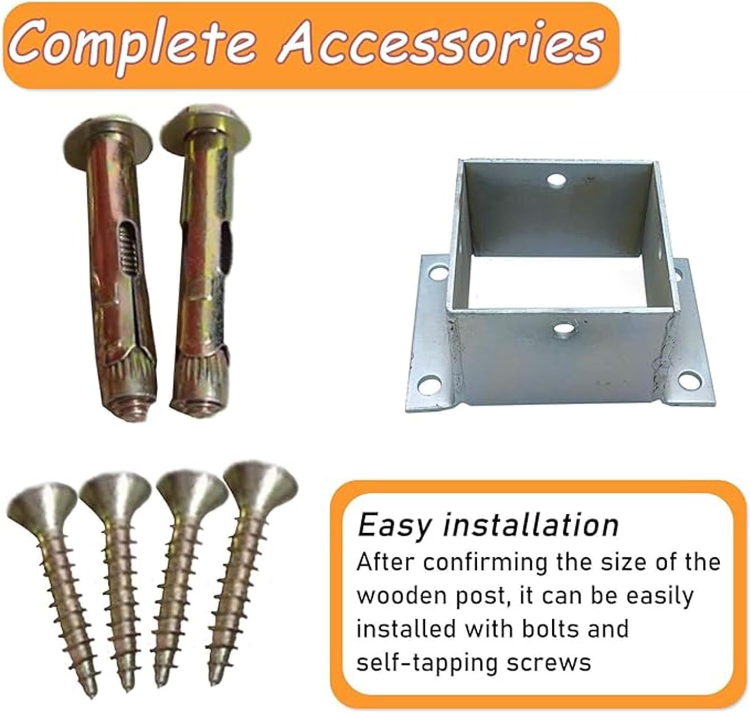 Square Metal Railing Support Kit, Garden Yard Farm Post Bracket Stands,Set of 4 - Wooden Post Base - Galvanized Steel Fences Holder Support Deck Base Fit Porch Railing Mailbox(140 * 140 * 100mm)