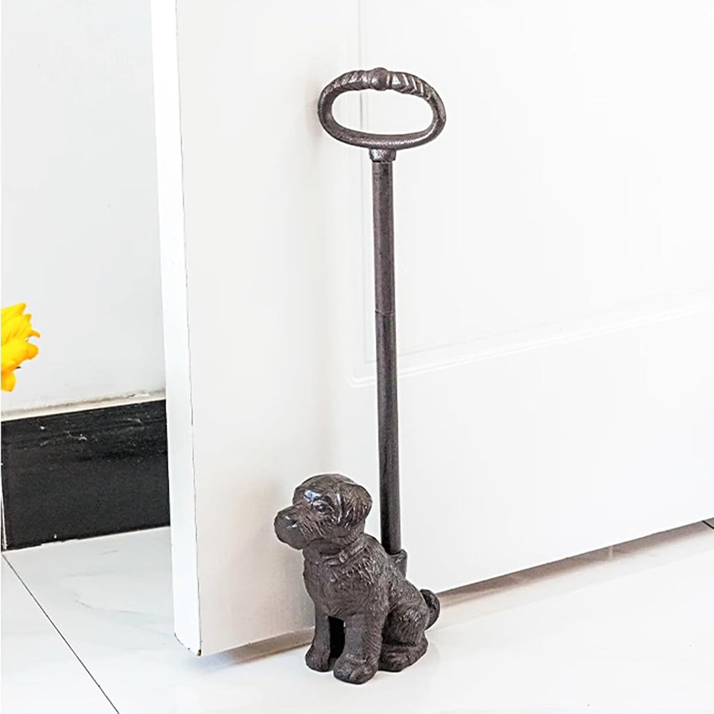Retro Cast Iron Door Stopper with Handle, Heavy Duty Dog Door Weight for Interior/Exterior Under The Door, Portable