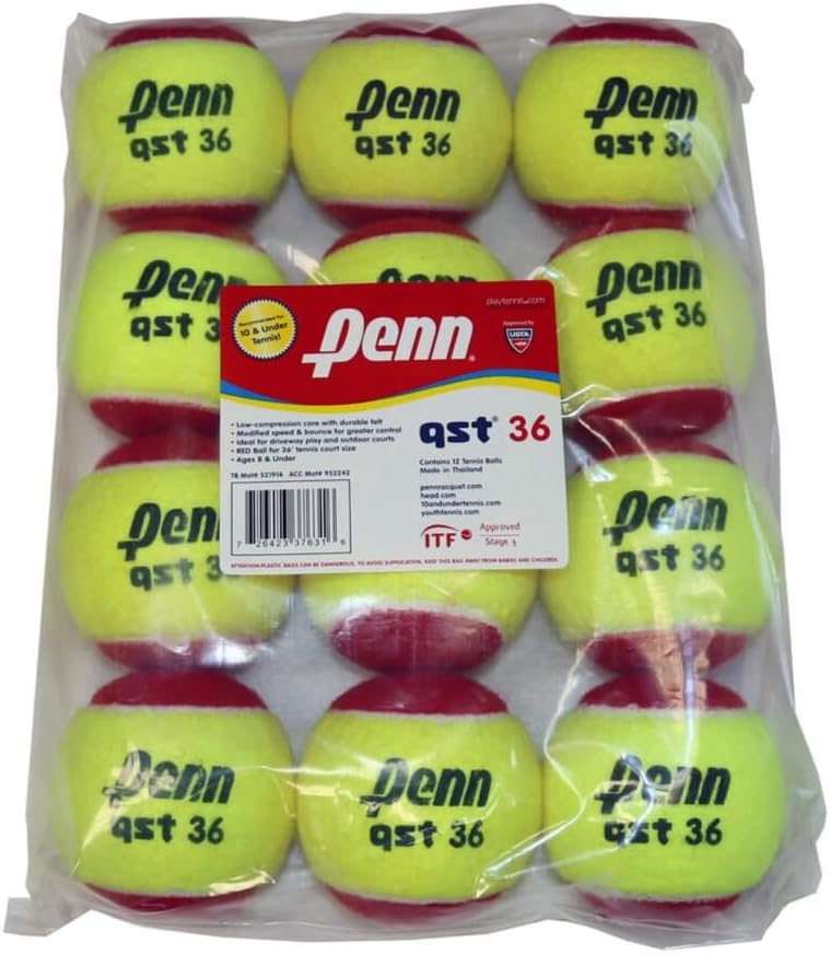Penn QST 36 Red Felt Training Tennis Balls (Case - 72 Balls)