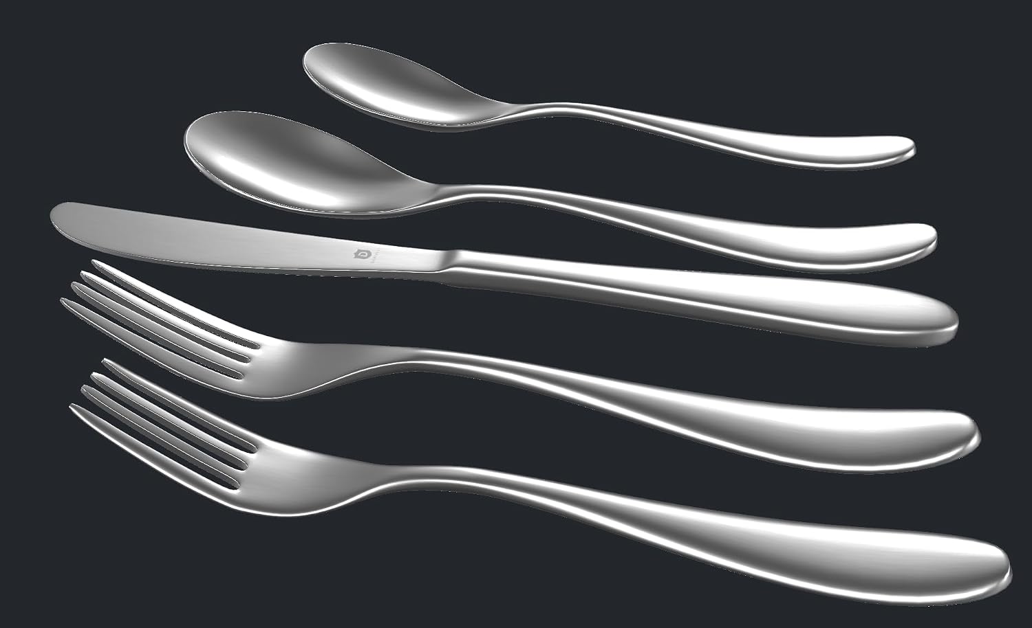 Danialli Matte Silverware Set, 18/10 Stainless Steel Satin Flatware, Modern Brushed Finish Cutlery, Dishwasher Safe & Durable, Built to Last (40-Piece, Marettimo)