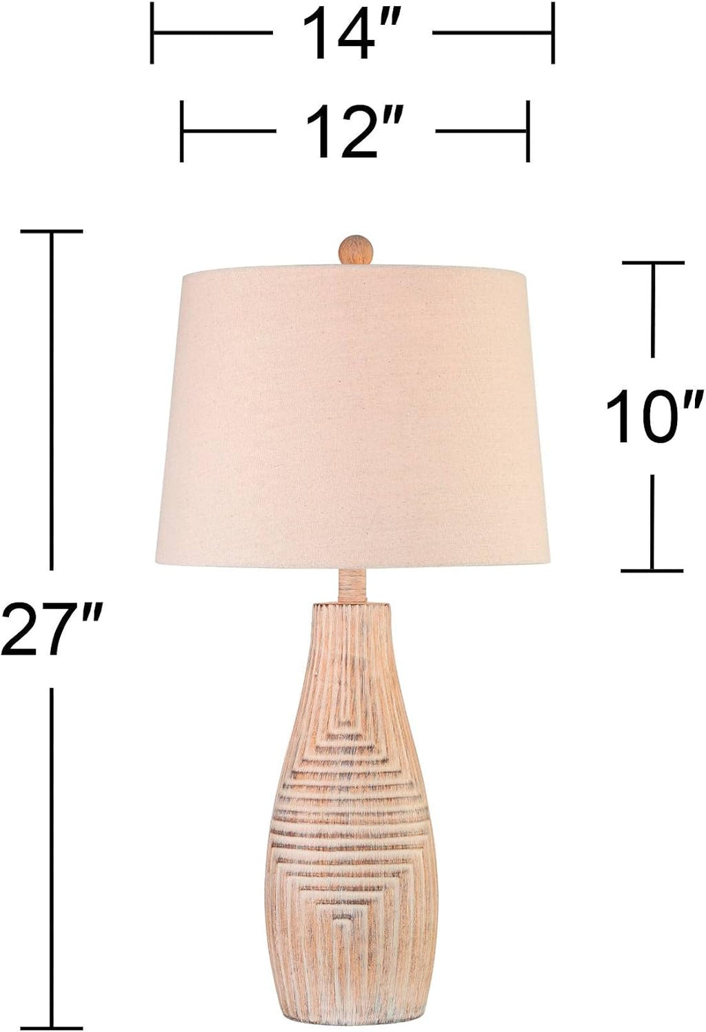 John Timberland Chico Rustic Southwest Natural Cottage Core Table Lamp 27' Tall Faux Light Wood Oatmeal Fabric Drum Shade for Living Room Bedroom House Bedside Nightstand Home Office Reading