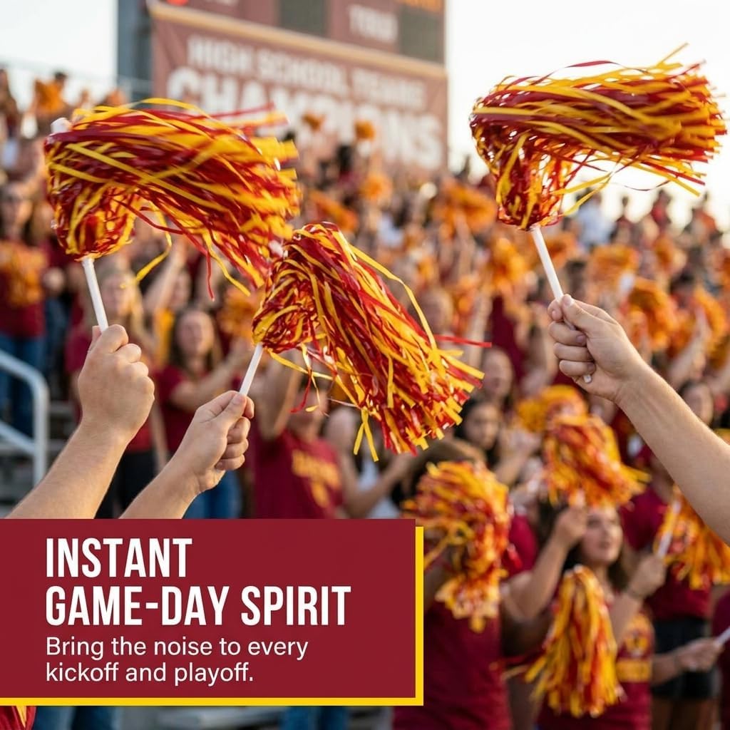 Anderson's Premium Two-Color School Spirit Shakers, Cheerleader Pom Poms, Sports Fan, Football, Basketball, Homecoming, Squad, Team, Party, Dance Club, Performance, Celebrations