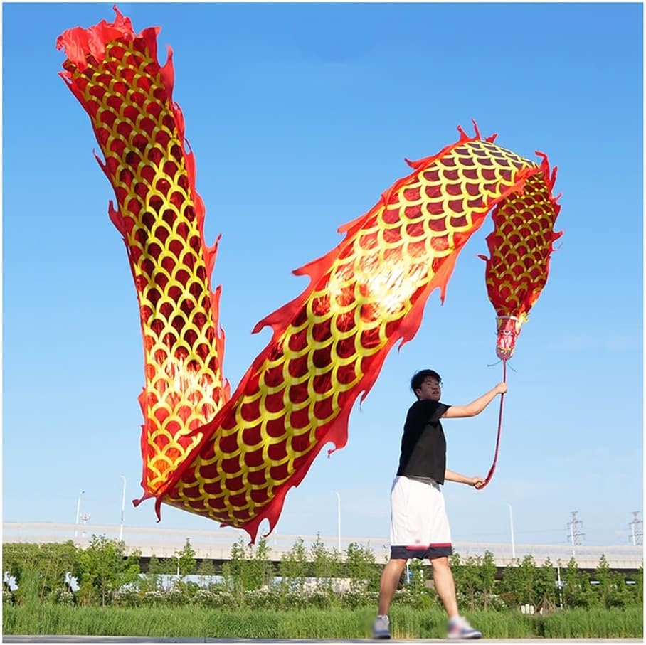 Dragon Dance Flinging Ribbon, Outdoor Exercise Kung Fu Fitness Throw Streamer, Silk Flowy & Shaking Poi,4 Colors, 3 Sizes (Color : Purple, Size : 6m/20ft) (Red 10m/33ft)